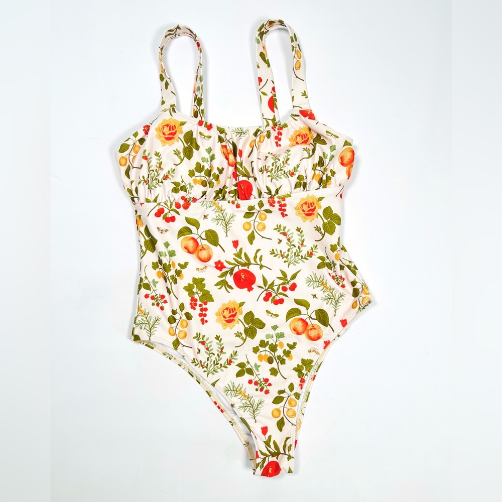 Womans Swimsut Cider Floral Fruit Print Swimsuit Size M